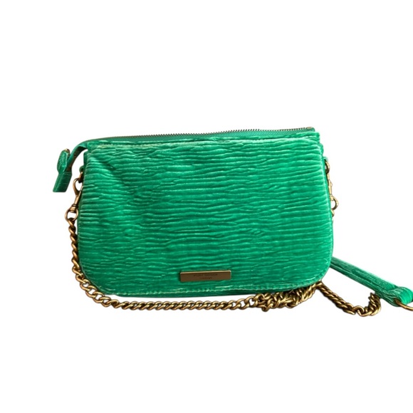 Kurt Geiger London Green Velvet Kew Pouch Crossbody Bag - Picture 4 of 10